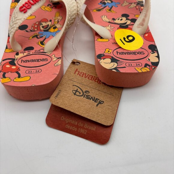 Havaianas Disney Retro Mickey & Minnie Print Toddler Flip Flops Pink Size 9C - Picture 6 of 13